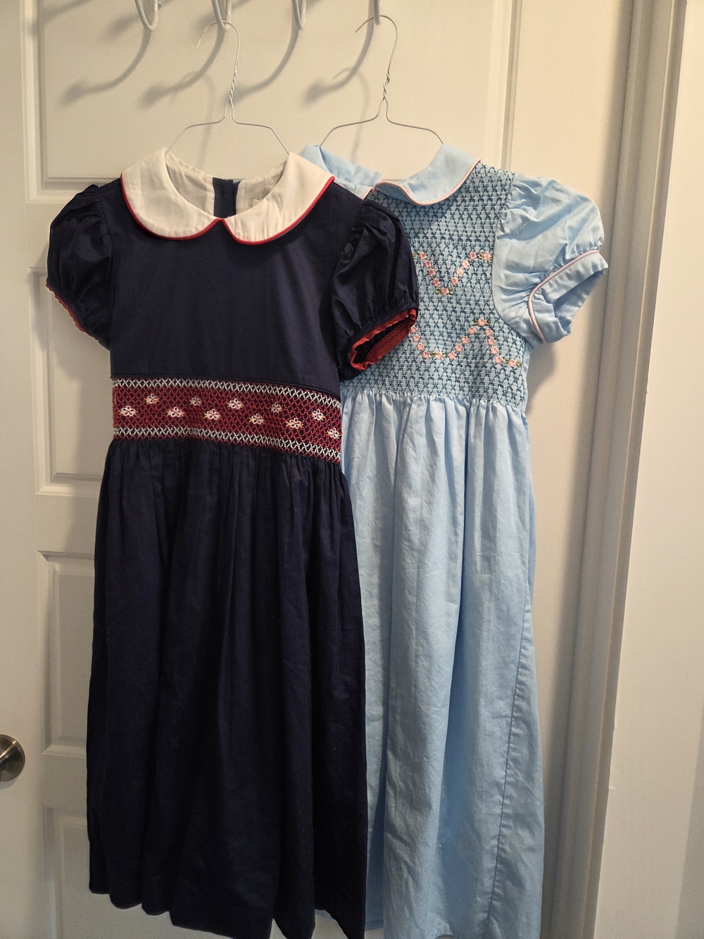 Navy and Light Blue Girls Smocked Dress Bundle Sz 10